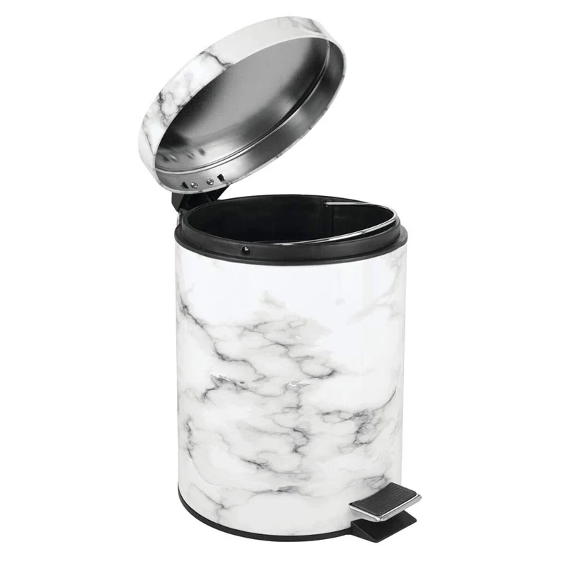 Kitchen Stainless Steel Step Trash Can Metal Waste Bin For Hands Free Lid Opening