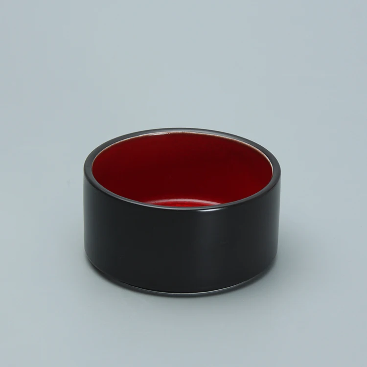 Hot Selling 16 Pieces Vintage Red Black Two Tone Color Restaurant Household Dining Plate Set Ceramic Tableware Dinnerware