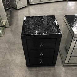 2021Top Seller Crushed Diamond Mirrored Nightstand  3 drawer chest bedside table  night stand
