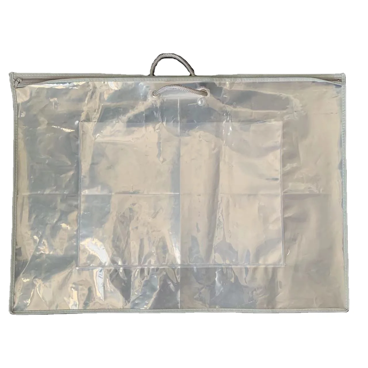 Waterproof pvc clear pillow case plastic bag with handles for packaging