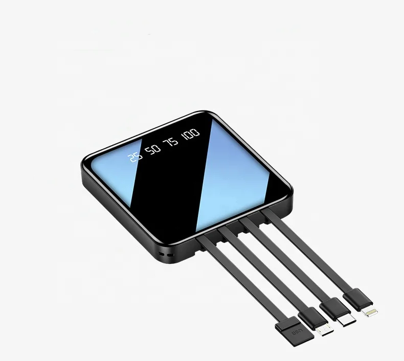 2021 hot selling LED Digital display  mirror surface mobile Power bank 20000MAn portable power bank for iPhone for Samsung