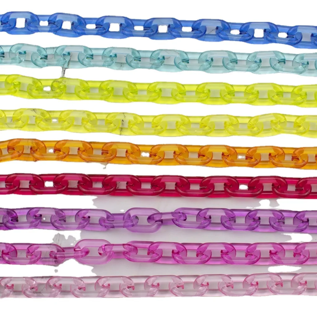 20x31mm new arrival transparent acrylic link chain colorful plastic chain for handbags crystal color