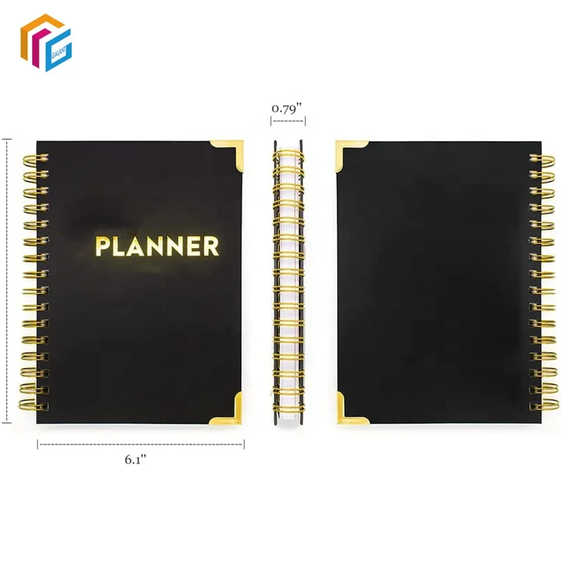 Personalized Custom Printing A4 A5 Spiral Binding Paper Notebook with Golden Corner
