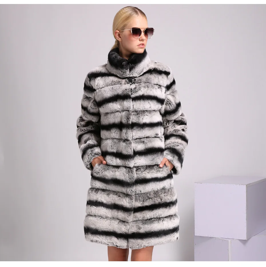 2022 wholesale long style women rabbit fur coat winter rex rabbit fur overcoat rex rabbit fur surcoat
