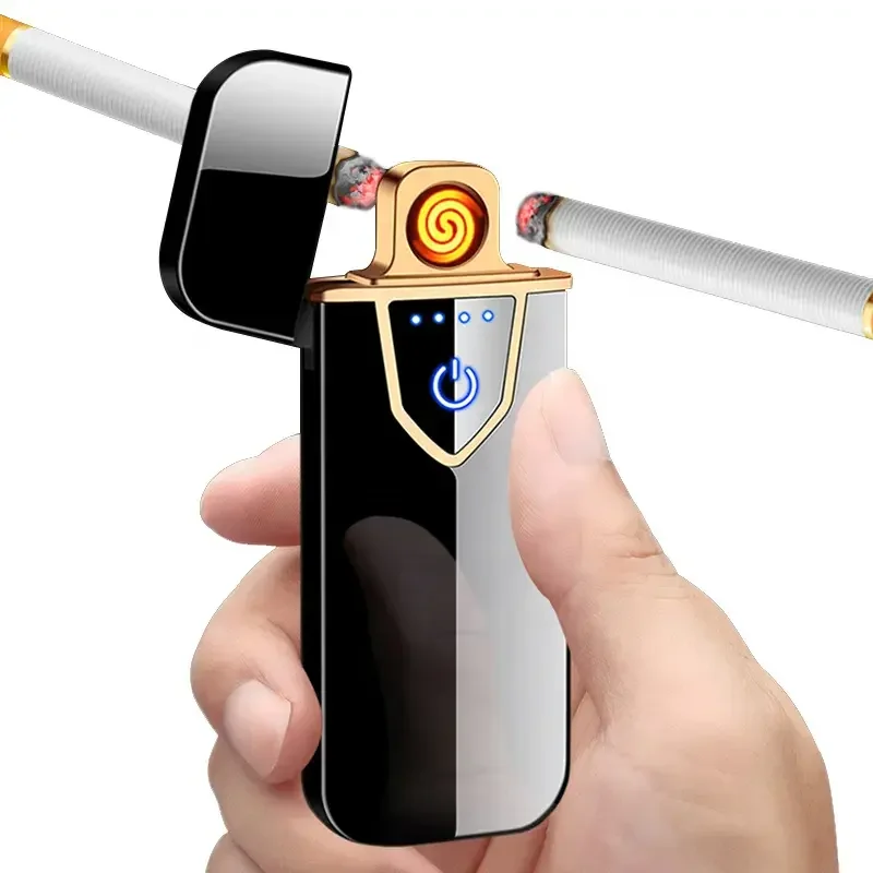 Two Sided Touch Sensor Electric Lighter Metal Flameless Rechargeable Reusable Electronic USB Cigarette Lighter