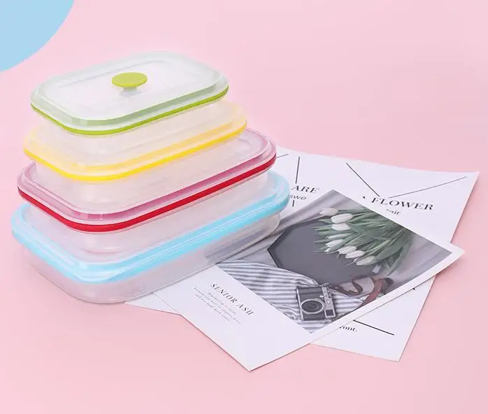 1200 ML Hot Selling Microwave Safe Collapsible Pure Silicone Lunch Box eco-friendly reusable silicone bento box