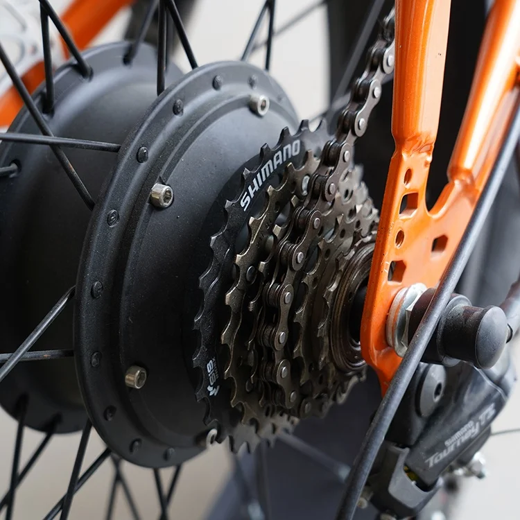 Hot sale 20inch fat tire orange frame folding mini ebike fat tyre electric bike