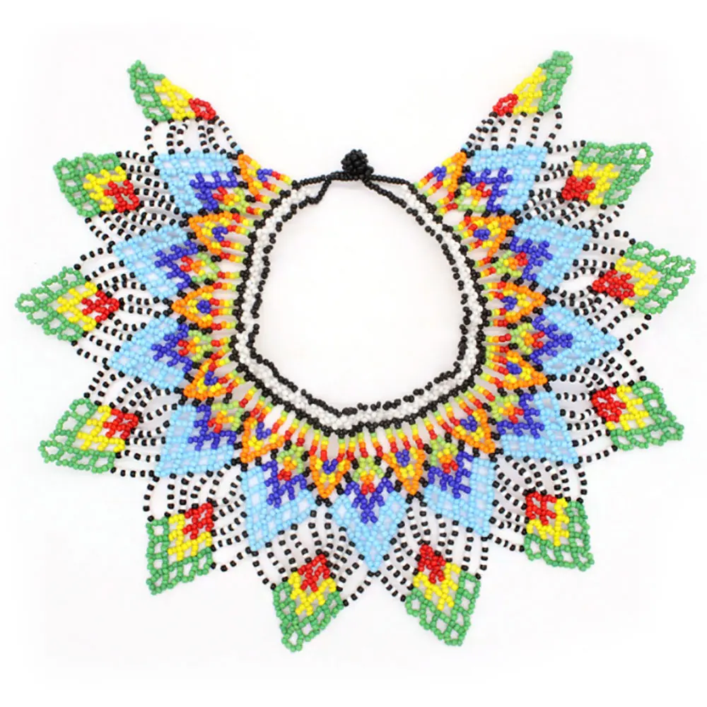 traditional african ancient ethnic princess tribal zulu beadwork beaded green bib statement necklaces jewelry
