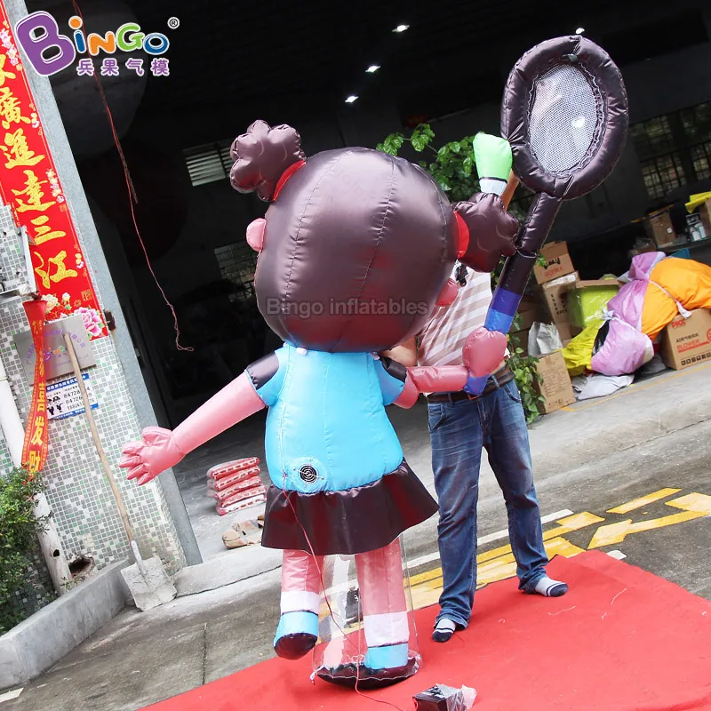 Customized 2 M Giant Inflatable Badminton Player Model Advertising Inflatable Sport Girl Cartoon Design For Events Decor