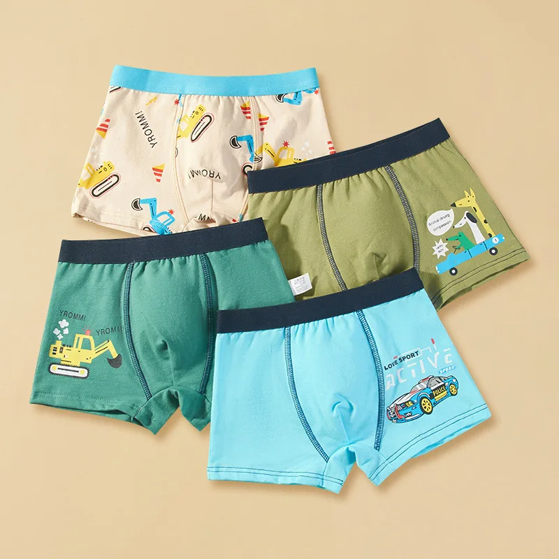 Factory Multi-Option Boys Boxer Briefs Cotton Underwear Kid Underpants Teenager Printed Animal Cartoon Panties for Children Boys