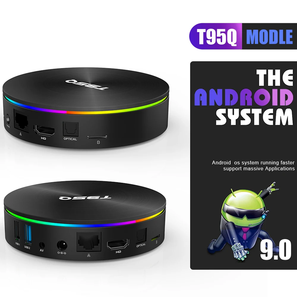 T95Q 4 Гб RAM 32 64 ROM Android tv box 2 4G/5 8G Dual Wifi 4k потоковый медиаплеер