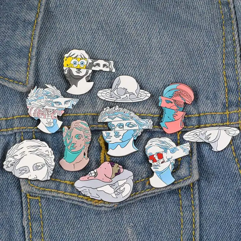 Amazing Art Pins Split Head Sculpture Badges Custom Brooches Cartoon Role Bag Clothes Lapel Pin