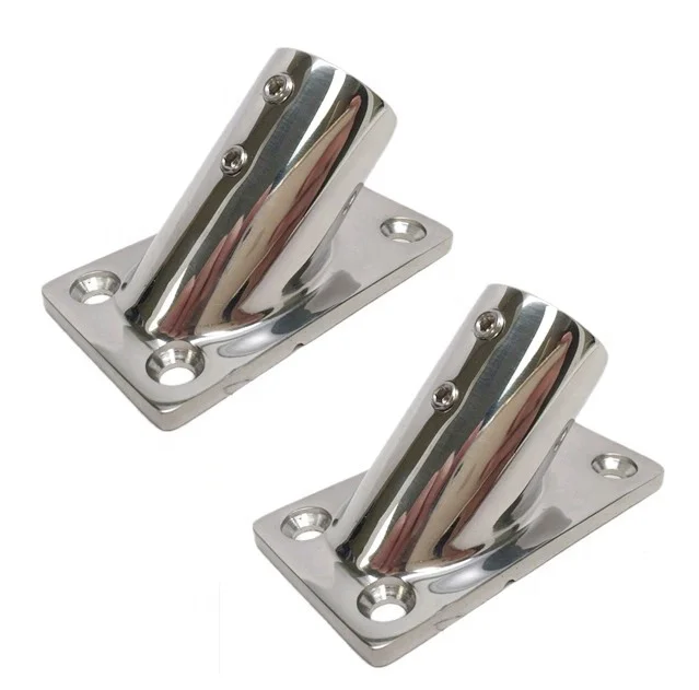 Boat Hand Rail Fitting-45/60/90 Degree 1 inch Rectangular Base-Marine 316 Stainless Steel usd by Boats/Awning