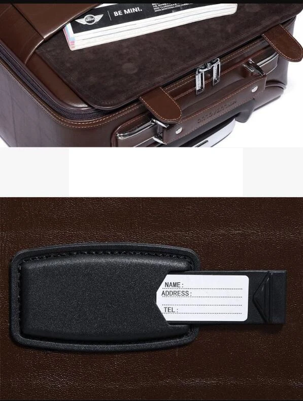 PU leather Suitcase Men Business Two Wheels Travel Luggage Suitcase Rolling Luggage Trolley Bag