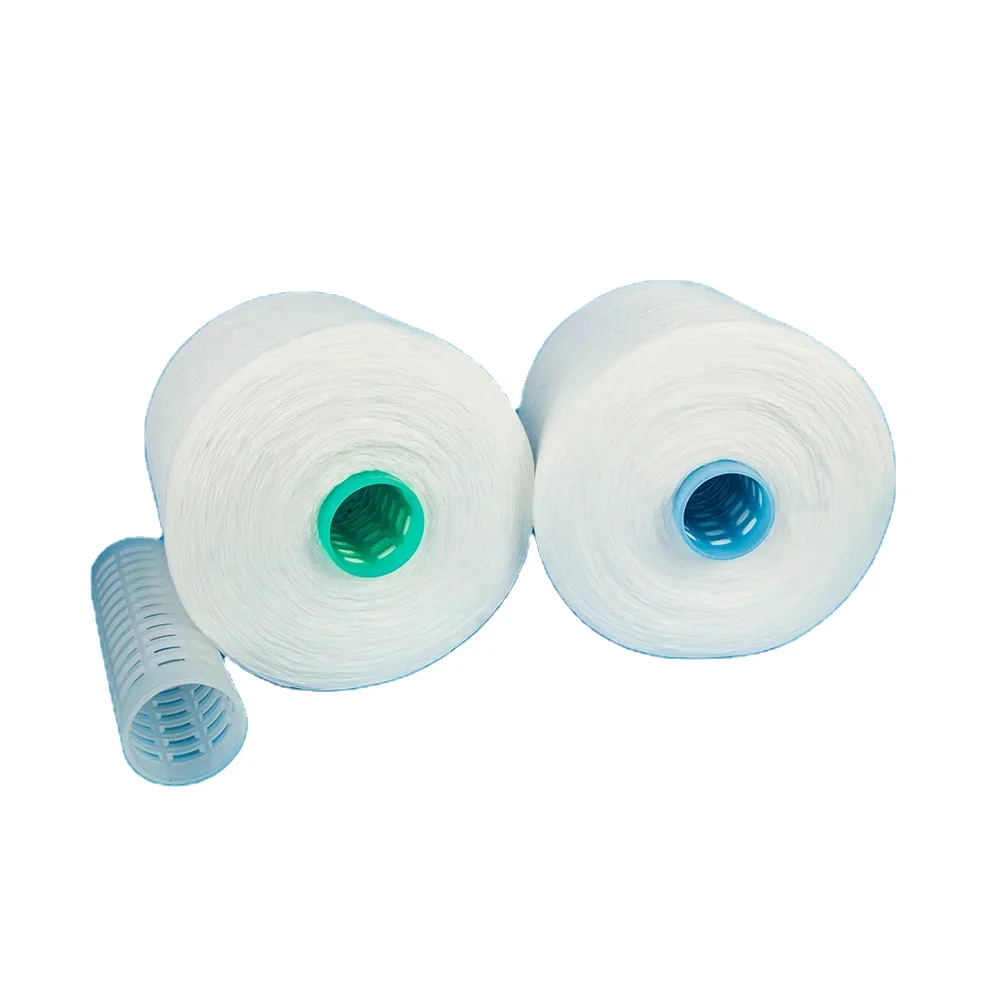 Factory Direct 100% Polyester Core Spun Yarn  Poly Ploy 35/2 Raw White Yarn