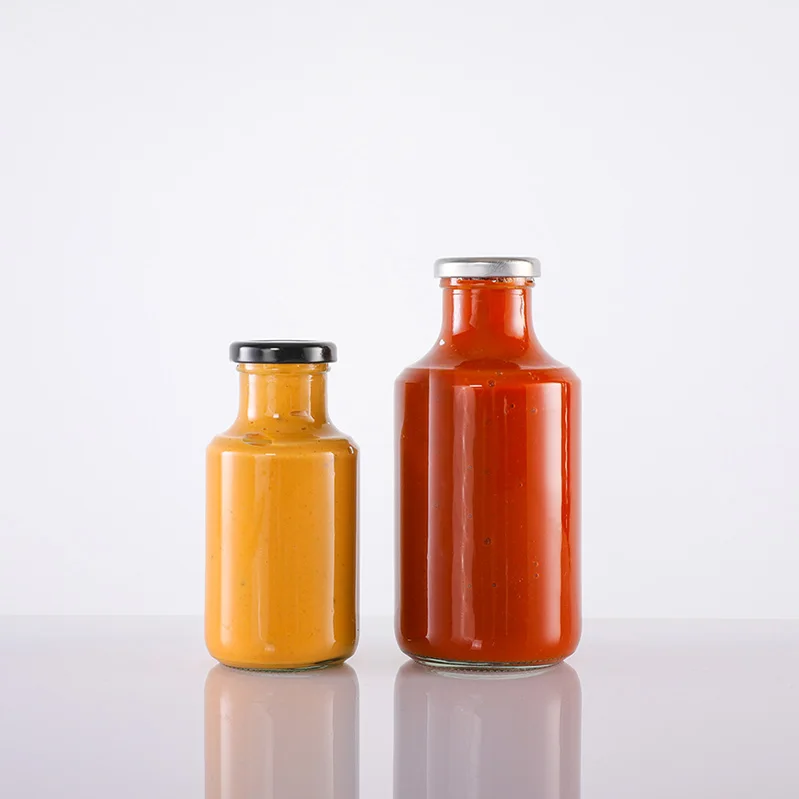 8oz 250ml 12oz 360ml 16oz 500ml Flint Clear Stout Round Glass Bottle For BBQ Hot Sauce
