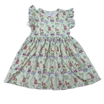 Qingli Western Boutique Baby Girl Custom Pattern Summer Dresses Clothing Party Wedding Kids Dress