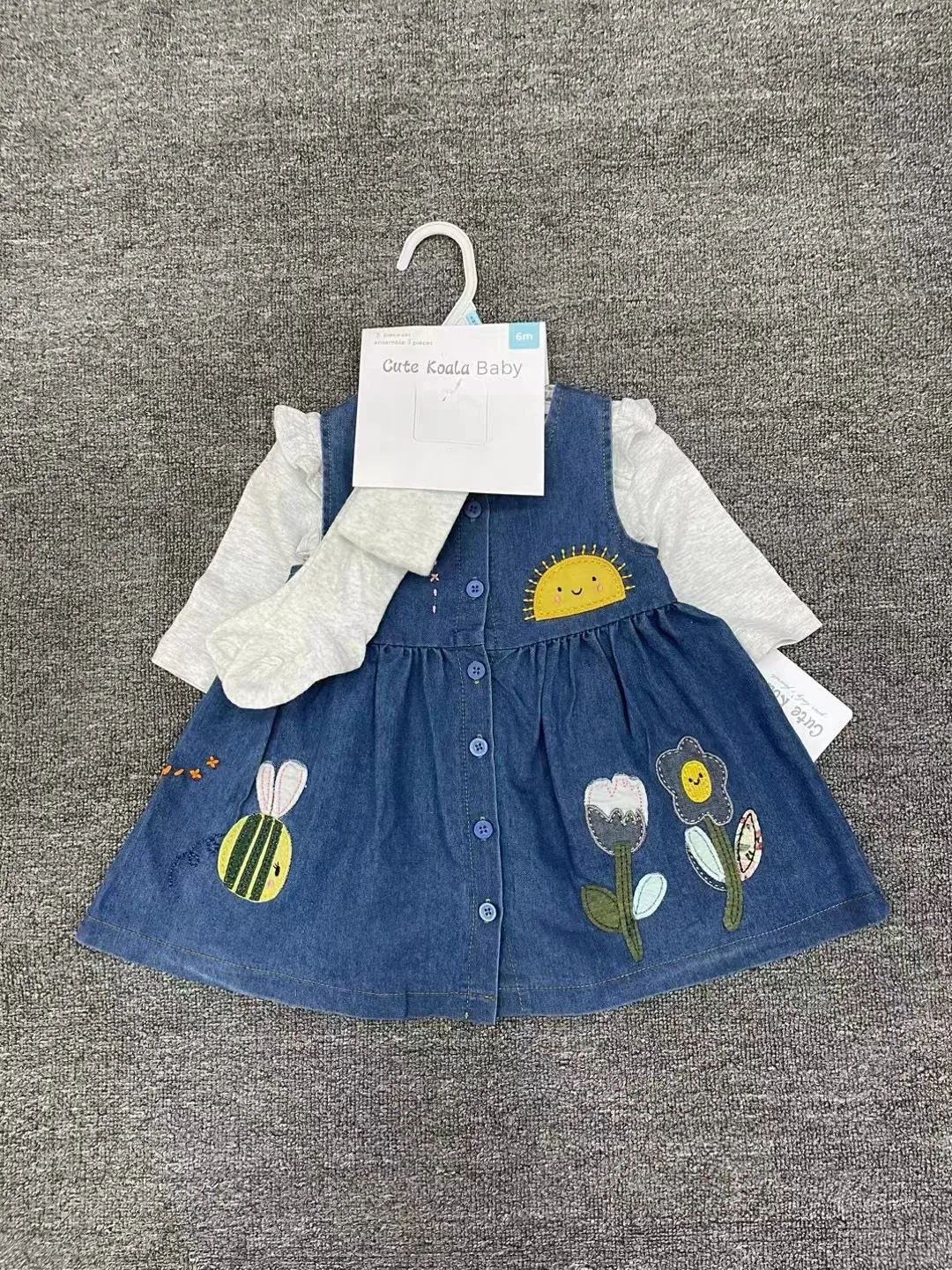 Hot Selling Autumn Newborn Baby Girls 6-24m Cotton Long Sleeves Clothes+Dress Infant Leggings Socks Babies Clothing 3pcs Suit