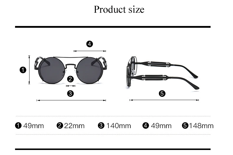 
New fashionable metal circle sun glasses custom logo eyewear brand design vintage round steampunk sunglasses women men 