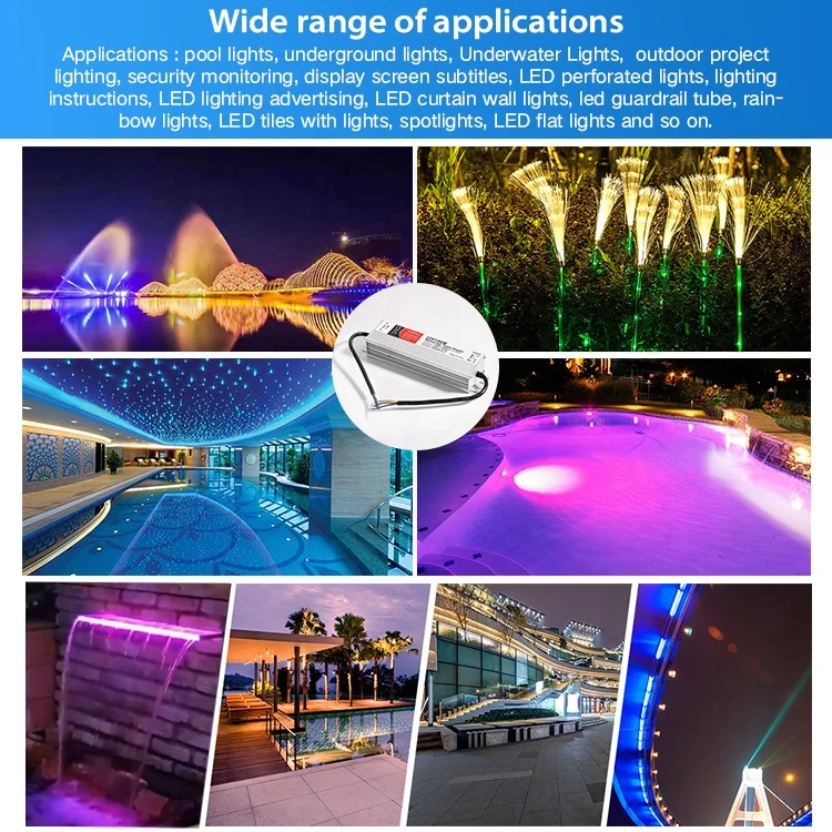 Power Supply Adapter 100W DC12V 24V Ip68 Outdoor Swimming Pool Waterproof Led Lighting Transformer