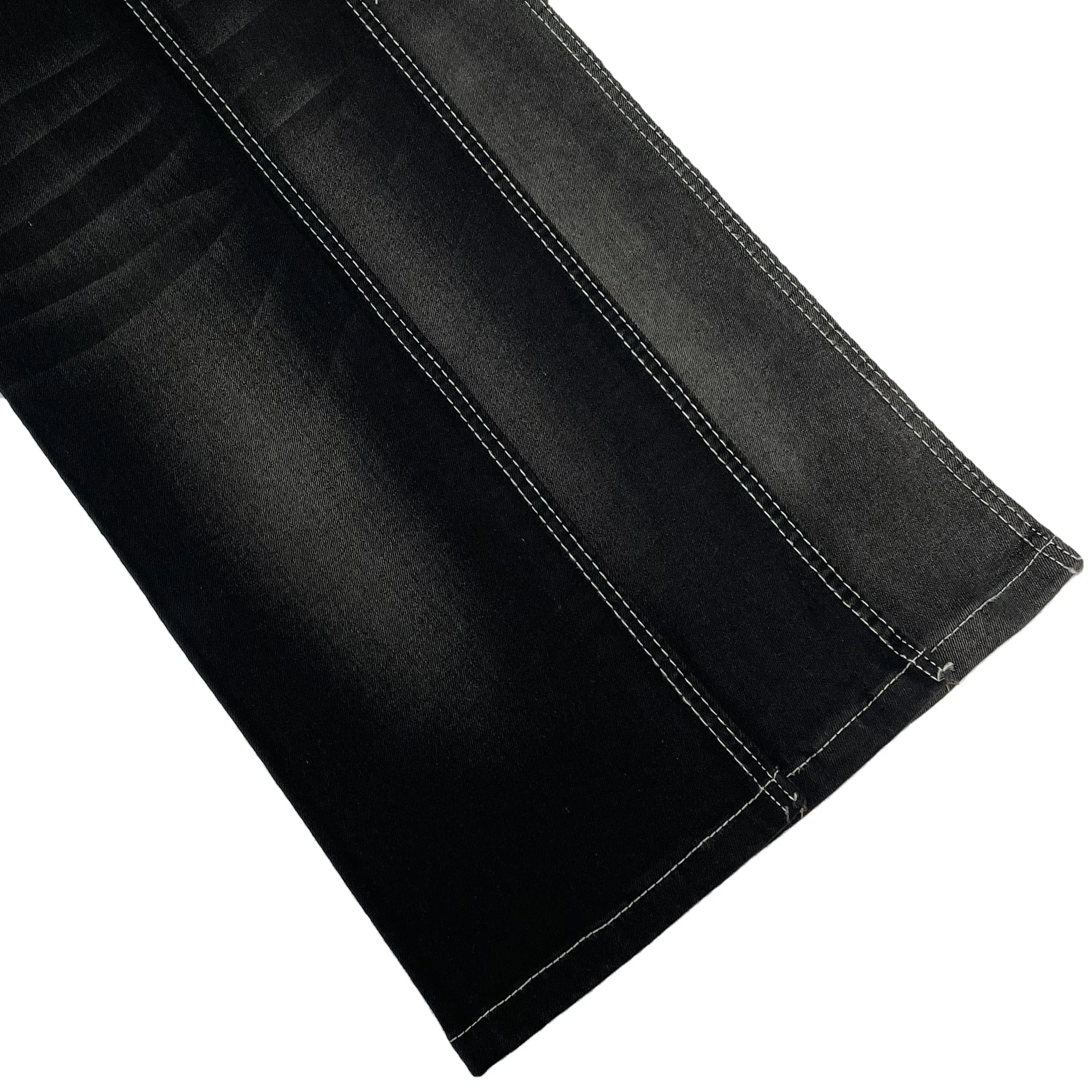 Cheap price comfortable woman skinny jeans silk Black color and black backside twill leggings denim fabric