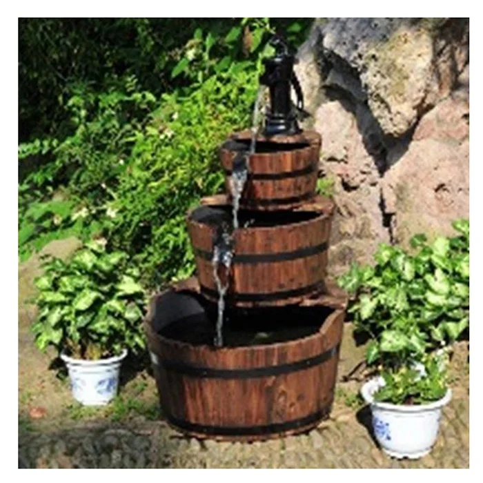 Durable Construction Stylish Detail Cozy Farmhouse Wooden Water Pump Fountain for patio Front Porch Lawn Garden