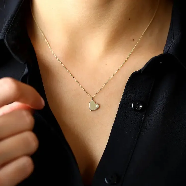 elegant rose gold plated 925 Sterling silver diamond heart pendant necklace for women