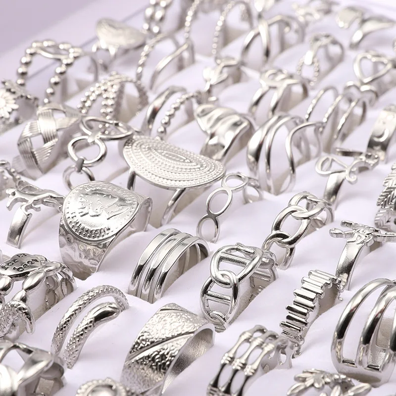 Лидер продаж парные кольца из нержавеющей стали с геометрическим рисунком оптом разные виды позолоченных винтажных открытых регулируемых