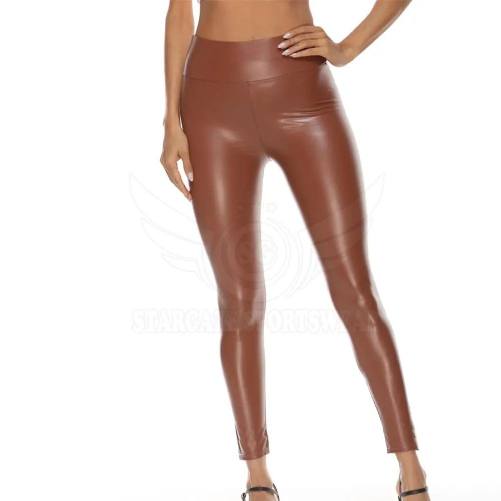 Men PU Leather Legging Winter Fashion Clothing Leather Legging High Waist Zipper Solid Color Leather Legging