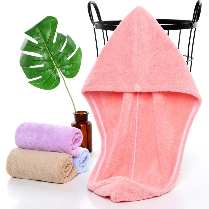 Coral Fleece Hair Cap Soft Absorbent Quick Dry Head Towel Shower Cap Female Headscarf With Good Quality