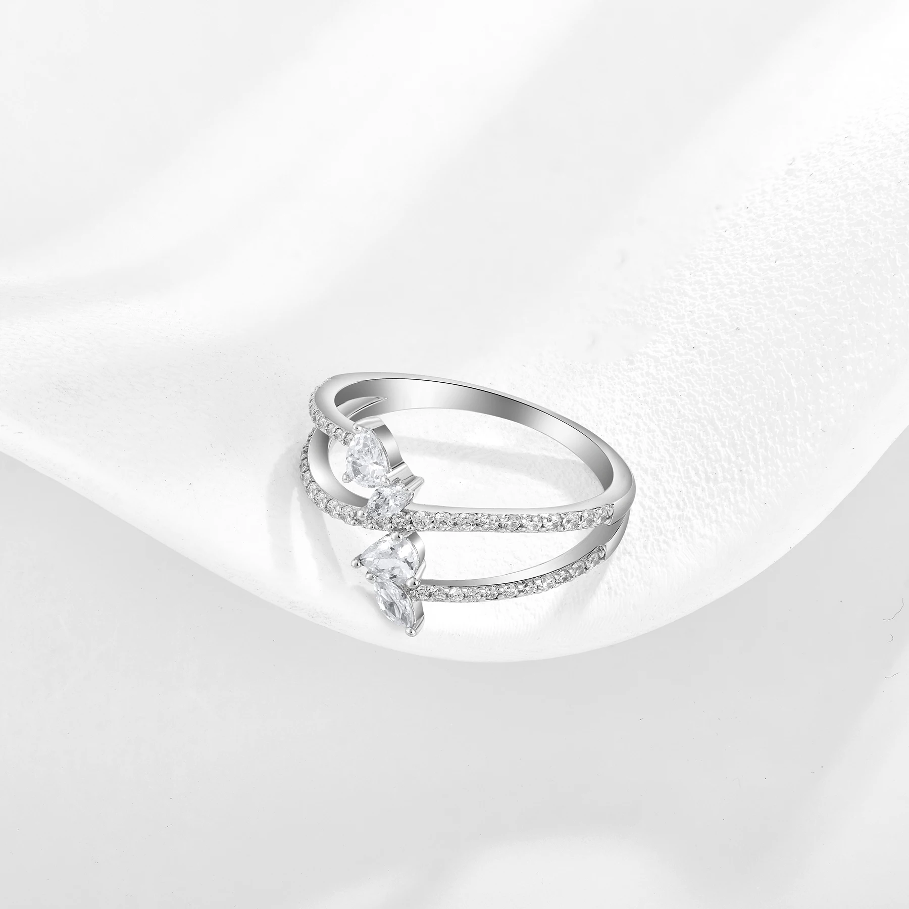 925 silver wedding rings Geometric cutting ring for women simple multi layer stacked ring fine jewelry wholesale