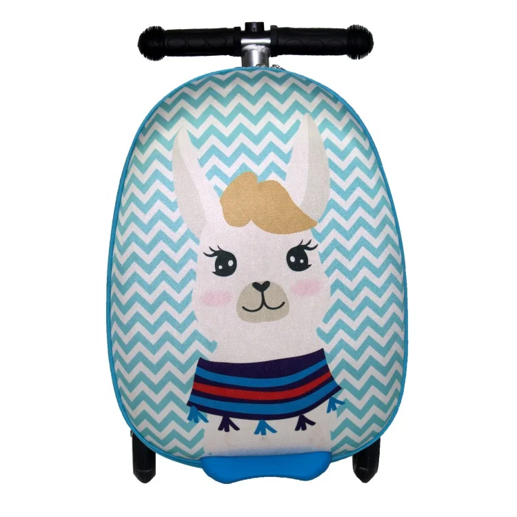 Hot sale costom design 3D trolley children luggage scooter airport kids travel trolley luggage bag with scooter