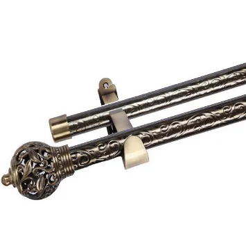 China made double curtain rod extendable 12ft curtain pole with finials and brackets