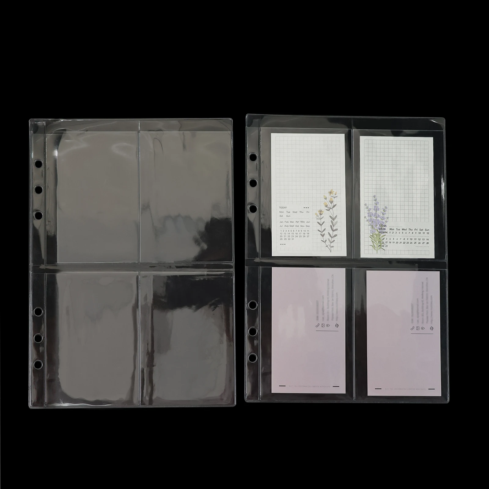 Transparent Loose Leaf A5 Binder Sleeves 6 Holes Pocket Sleeves 4 Grid Clear PVC A5 Binder Photocard Sleeves