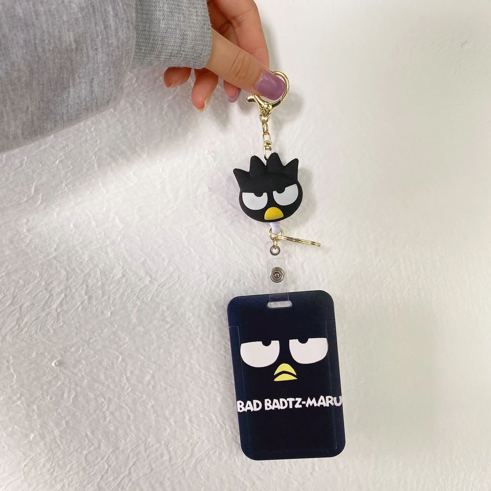 Polyester Name Badge Card Case 3D Silicone Scalable Easy Pull Buckle Cute Cartoon BAD BADTZ-MARU Cards Holder Custom Card Cover