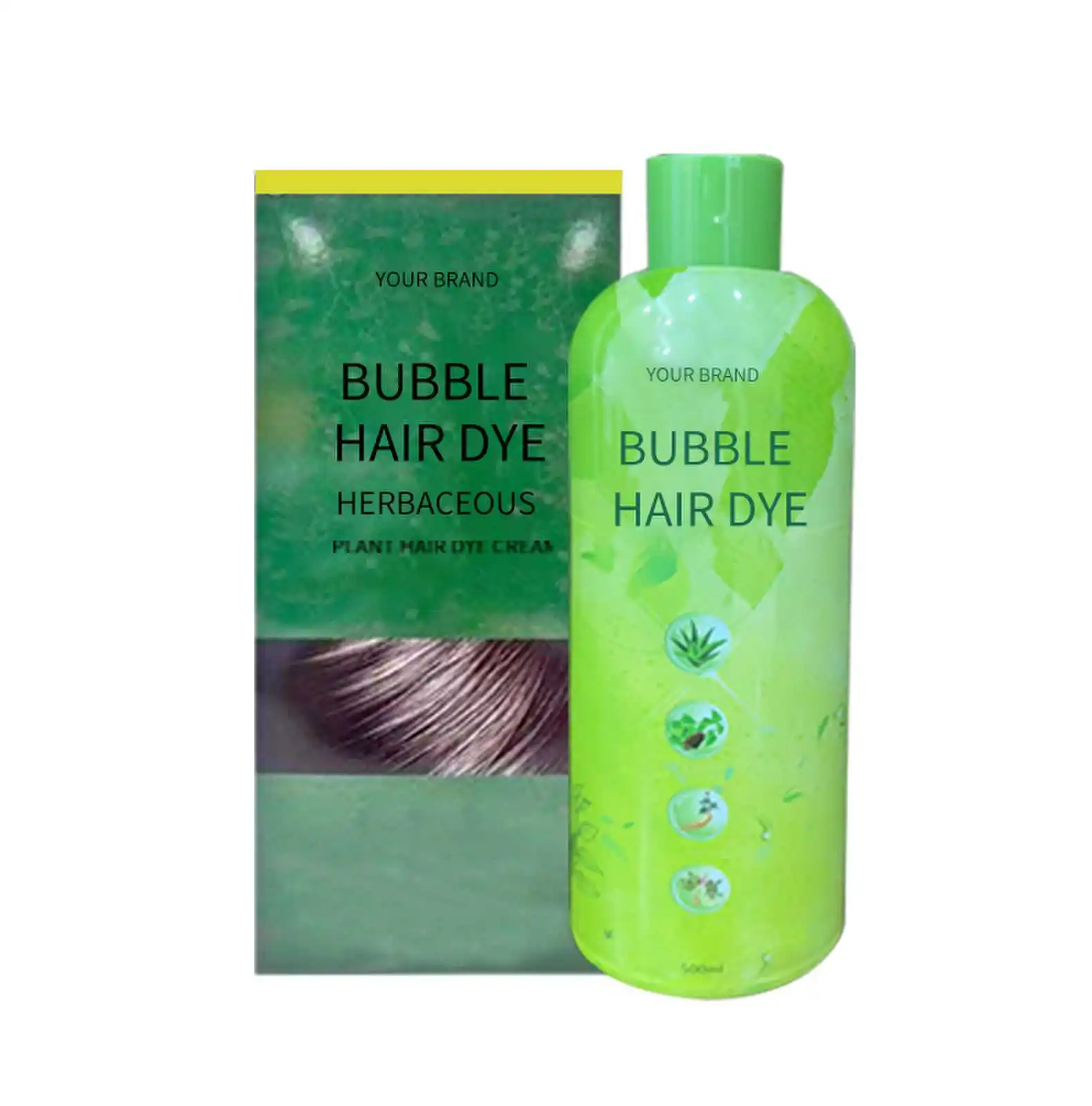 OEM Premium Ammonia Free Mousse Bubble Herbal Black Hair Permanent Plant Bubble Hair Dye Shampoo