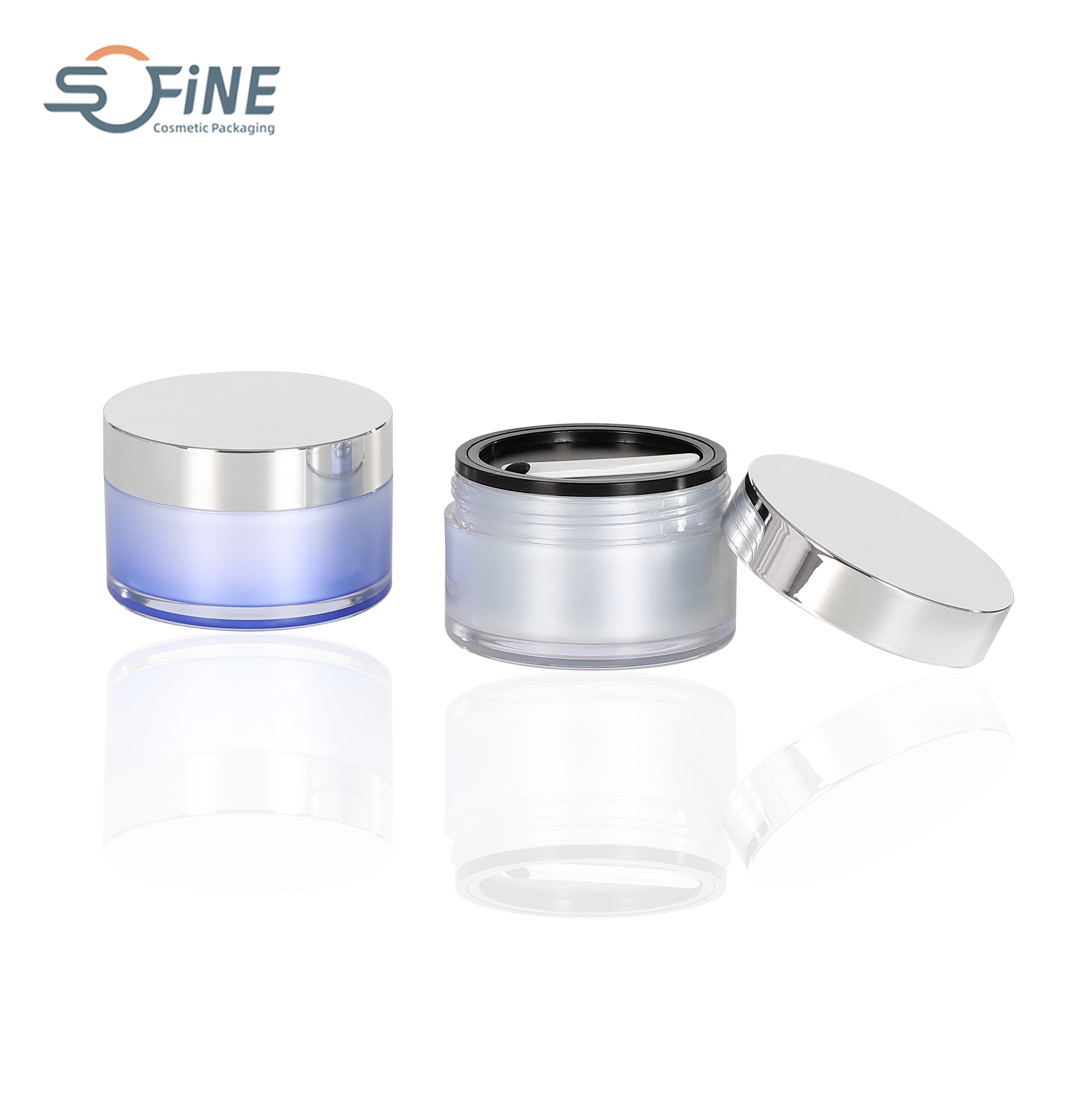100G  luxury round jar cream container with plastic lid for cosmetic packaging
