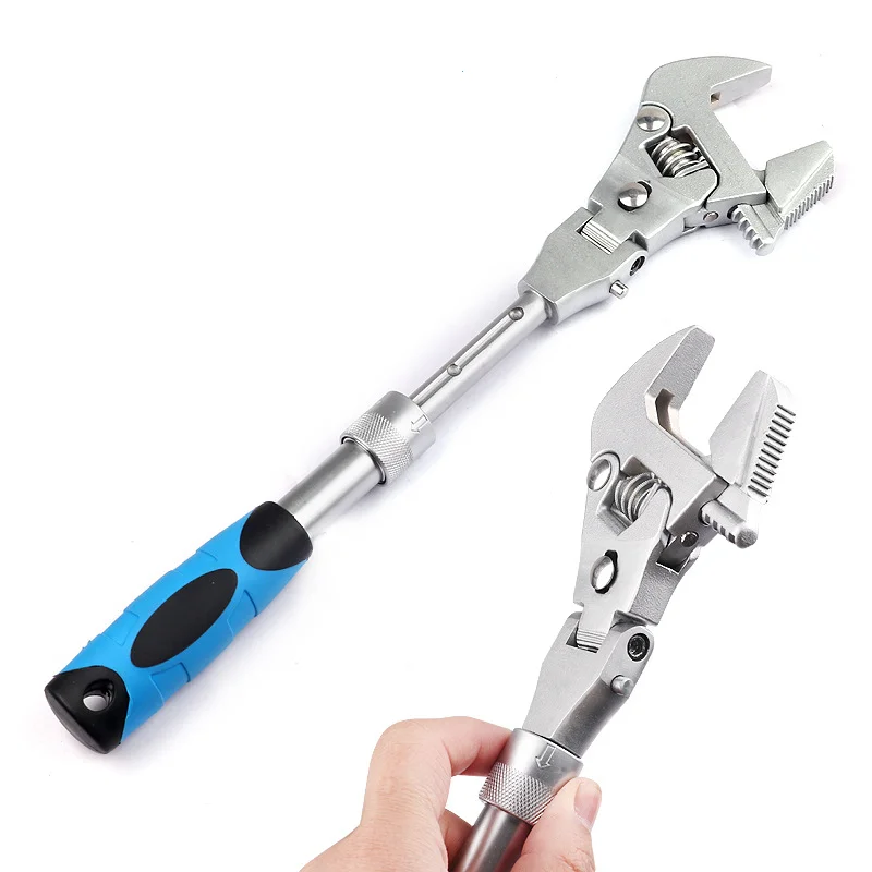 Multi 5 In 1 Adjustable Wrench 10 Inch telescopic wrench Folding Spanner Maintenance Manual Tool for Household