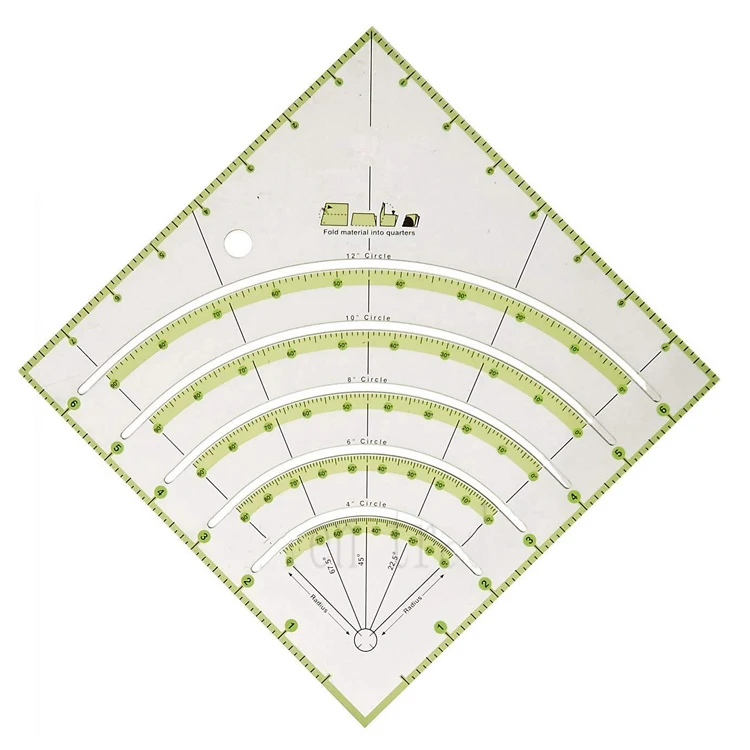 Черно-зеленая измерительная линейка из оргстекла с круглым резаком школьные принадлежности для шитья 10 дюймов