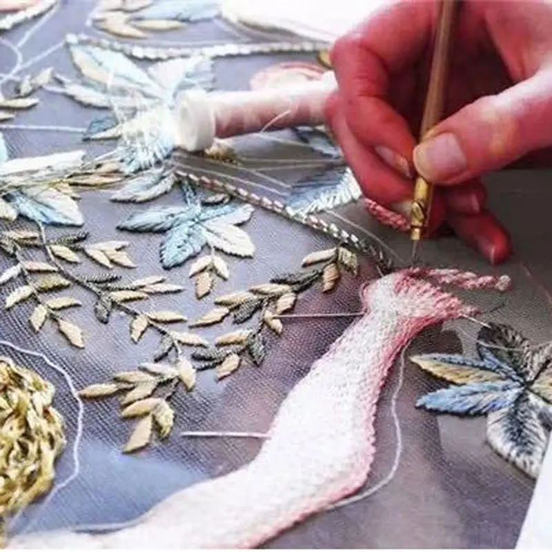 Handle Tambour Crochet Hook with 3 Needles French Crochet Embroidery Beading Hoop Sewing Tool Set DIY Craft