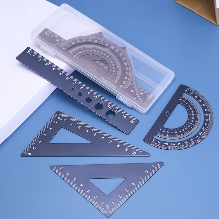 Wholesale PP Plastic Customized Ruler Triangle Protractor Geometric Tools Set Students School Geometry Sets Mathematical Set