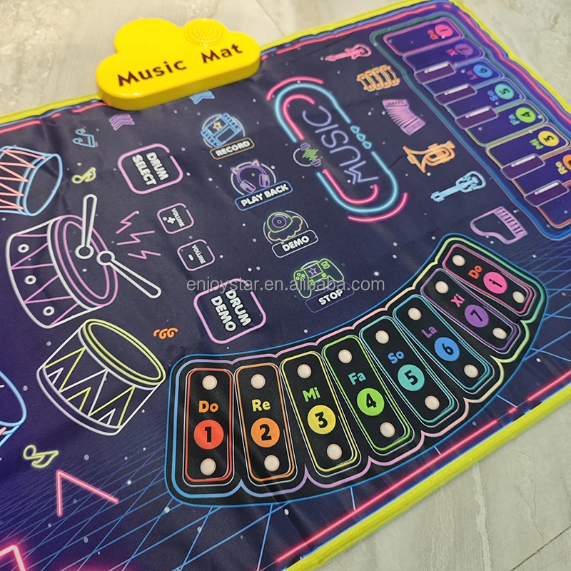 Электрический игровой коврик ENJOYSTAR 2024 3 в 1 Обучающие музыкальные игрушки для детей клавиатура ксилофон и барабанный с 4