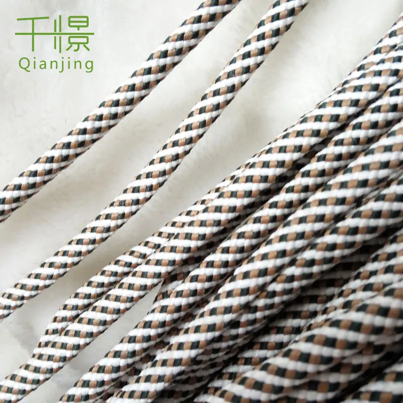 RH24 manufacturer supply  5mm drawcord rope black and white and khaki mixed braid pullstring cord