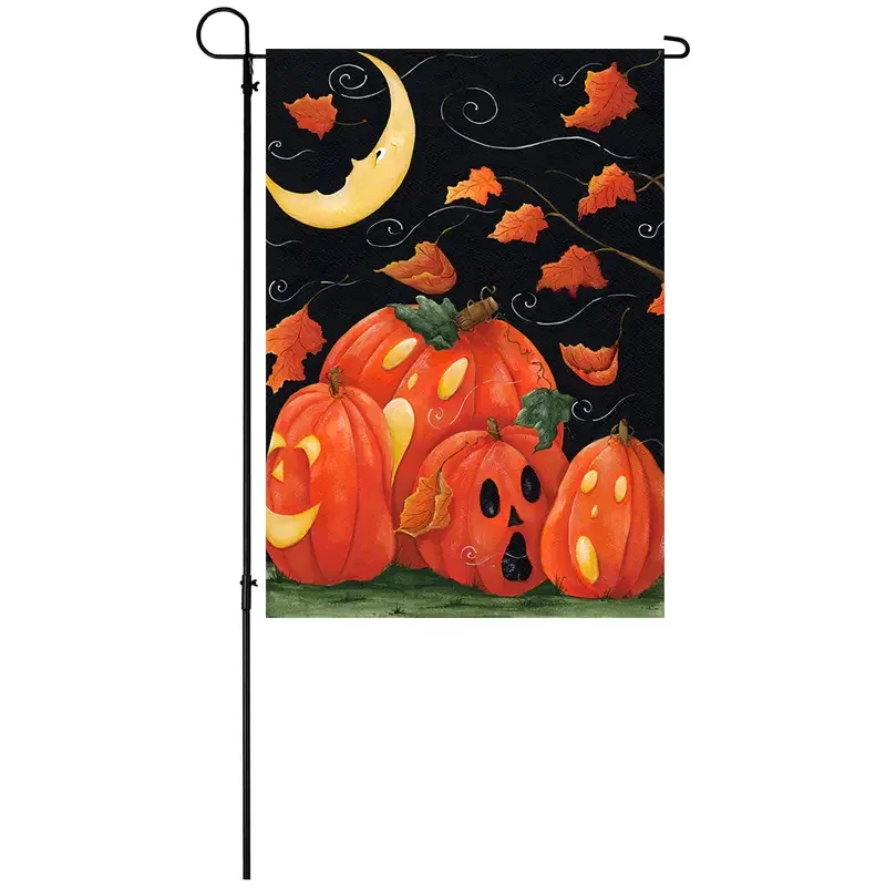 Sunshine Outdoor Advertisements Cheap Accessory  Halloween Garden Flag With Iron Pole