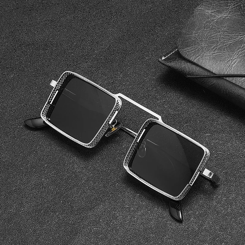 2022 free shipping luxury brand high quality metallic rectangle steam punk classic retro men sunglasses streetwear