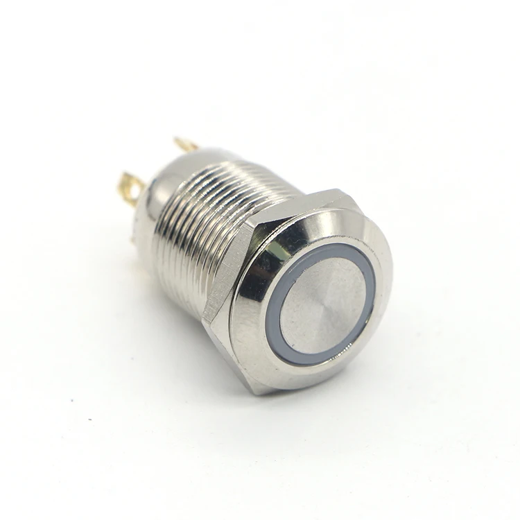 12mm Metal IP67 Waterproof 12v 24v power lamp led Push Switch Button Electrical On Off Switch