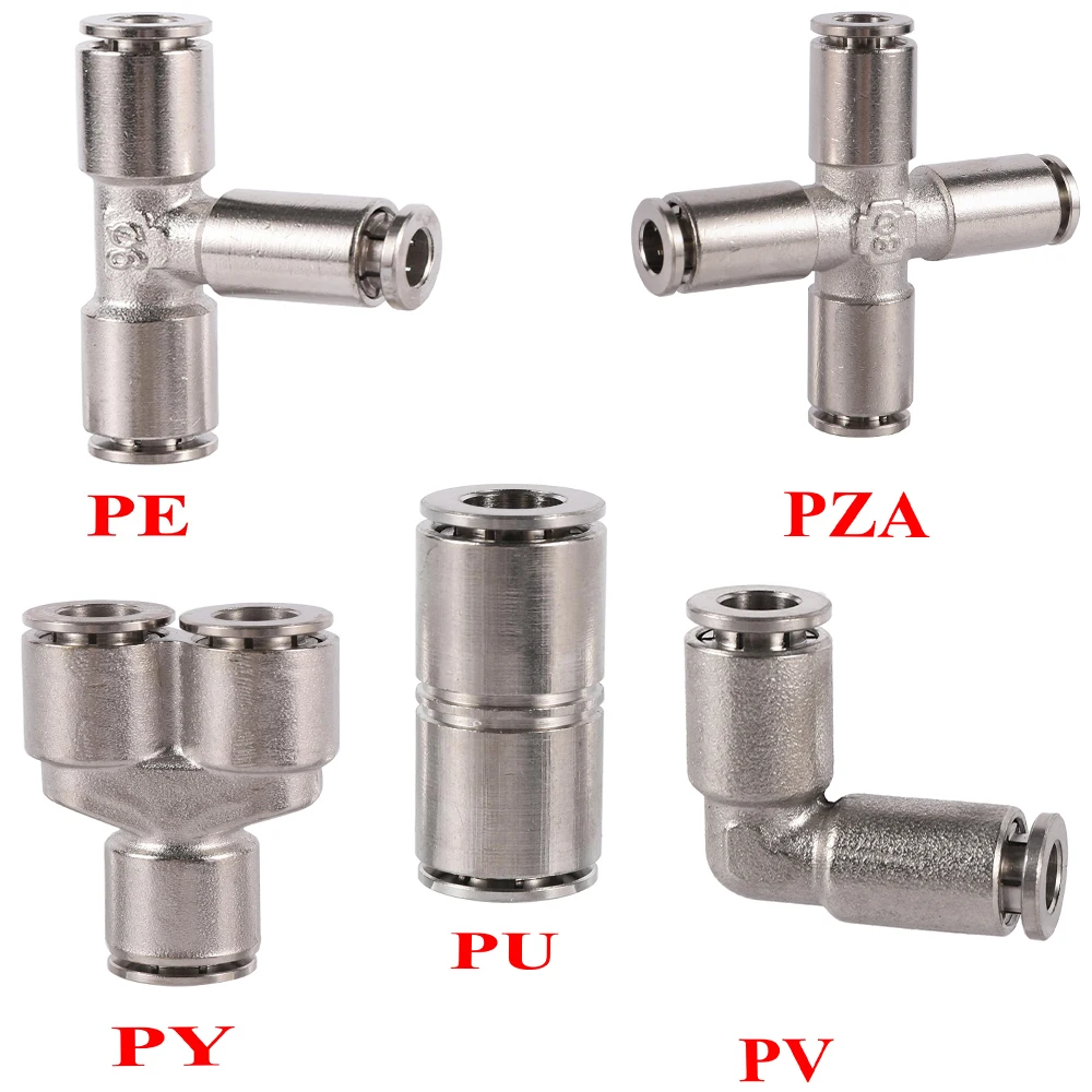 Nickel Plated Copper Metal Connector 6/8/10/12/14/16mm Pneumatic Air Hose Fitting Quick Plug Coupling