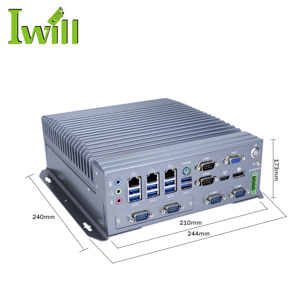 Iwill  Fanless vPro industrial computer ipc IBOX708C industrial pc i3 gen3 with 3LAN 6COM Dual 4G LTE Support RS422/RS485