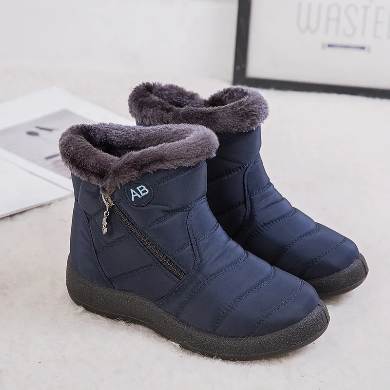 Custom Cheap Waterproof Snow Boots Winter Women Casual Lightweight Ankle Warm Fluffy Boots