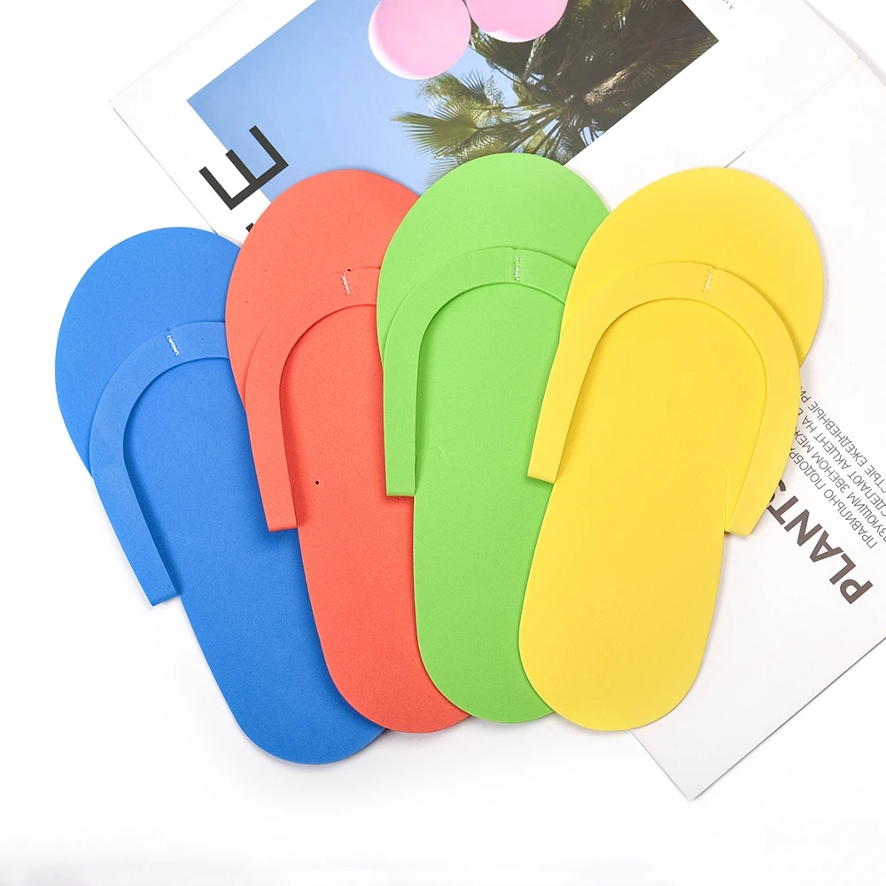 Disposable Foam Slippers EVA Foam Pedicure Slipper Portable Light Flip Flop For Hotel Nail Salon Spa Beach Sandals